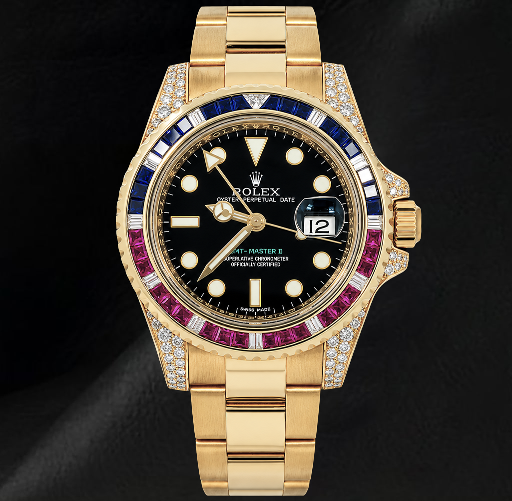 Rolex GMT Master II 116718 Schwarzes Zifferblatt 40 mm 18 Karat Gelbgold Uhr