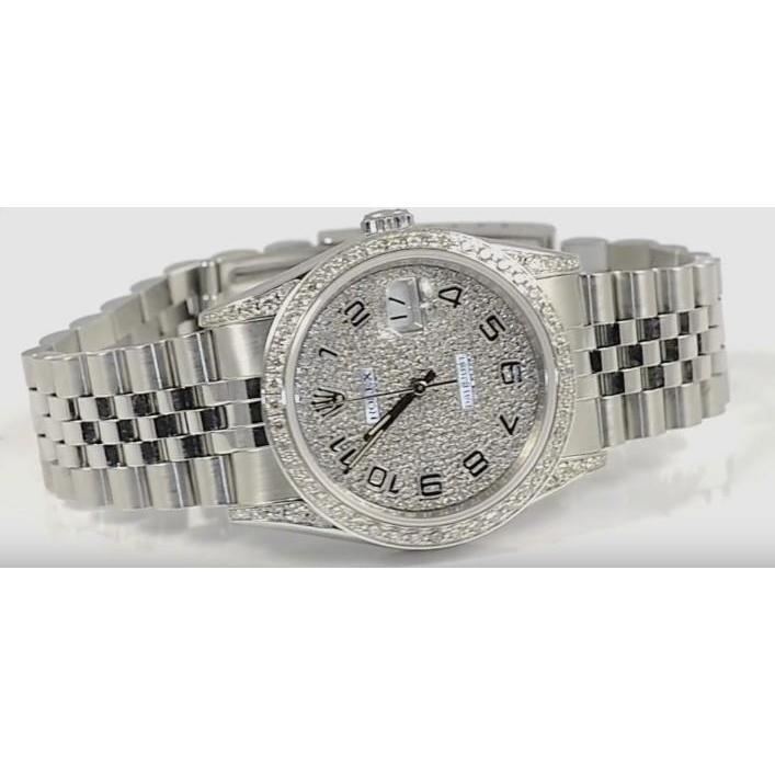 Rolex Herren Datejust Uhr, Diamant-Lünette, Jubilee-Armband, Edelstahl