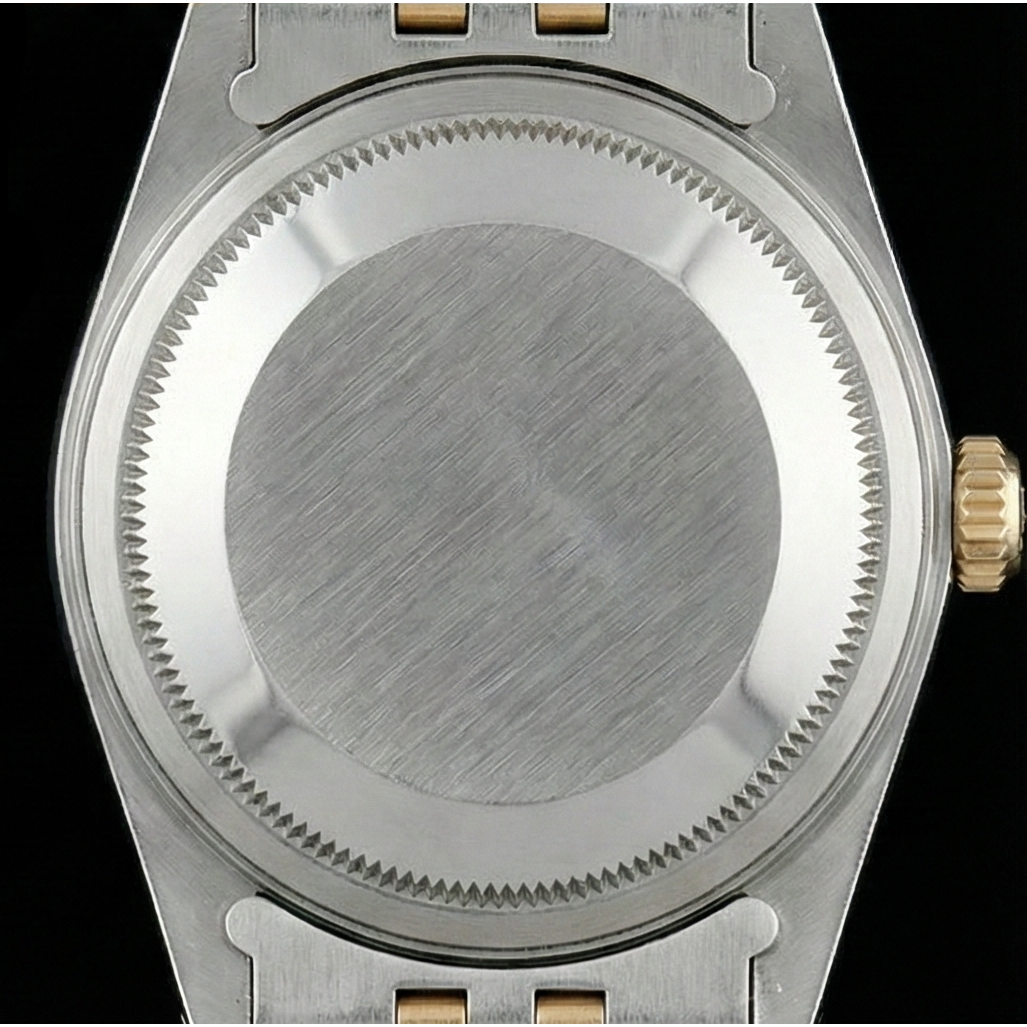 Rolex Herrenuhr aus Edelstahl und Gold mit blauem Zifferblatt und Schnellschaltung