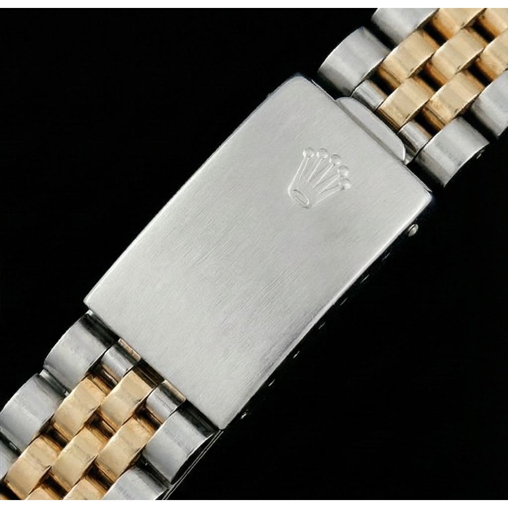 Rolex Herrenuhr aus Edelstahl und Gold mit blauem Zifferblatt und Schnellschaltung