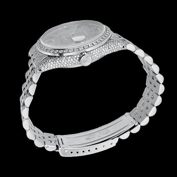 Rolex Iced Out Diamant 12 Karat 36 mm römisches Zifferblatt Edelstahluhr