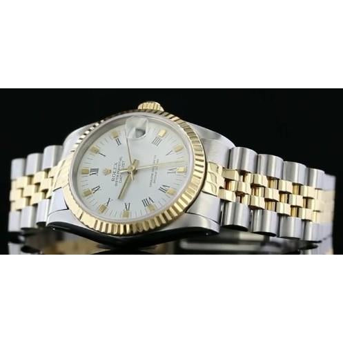 Rolex Jubilee-Armband mit weißem Stick-Zifferblatt, Datejust-Uhr, Gold-Edelstahl1