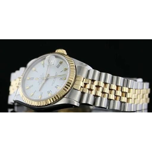 Rolex Jubilee-Armband mit weißem Stick-Zifferblatt, Datejust-Uhr, Gold-Edelstahl2