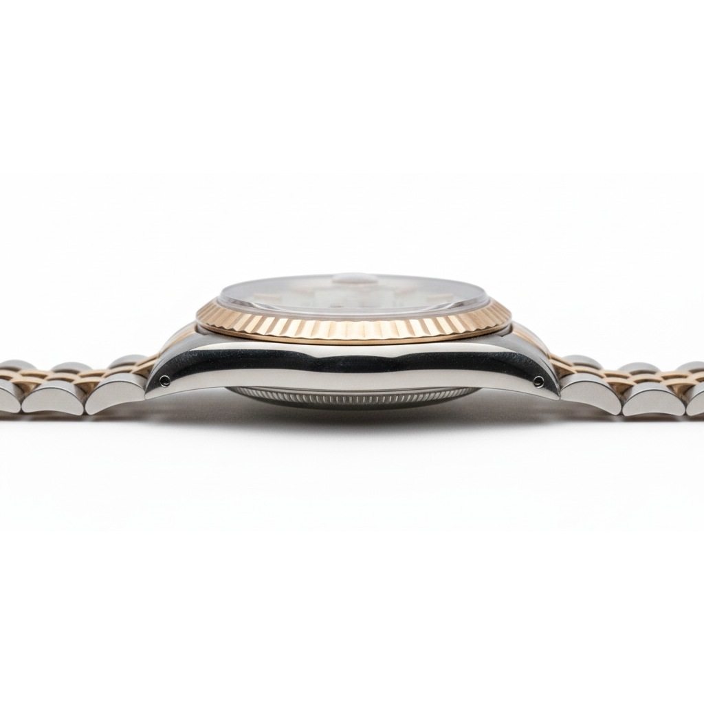 Rolex Jubilee-Damenuhr aus Gelbgold mit weißem Zifferblatt und sehr feinem Zifferblatt