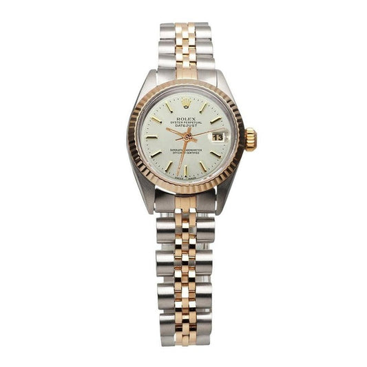 Rolex Jubilee-Damenuhr aus Gelbgold mit weißem Zifferblatt und sehr feinem Zifferblatt
