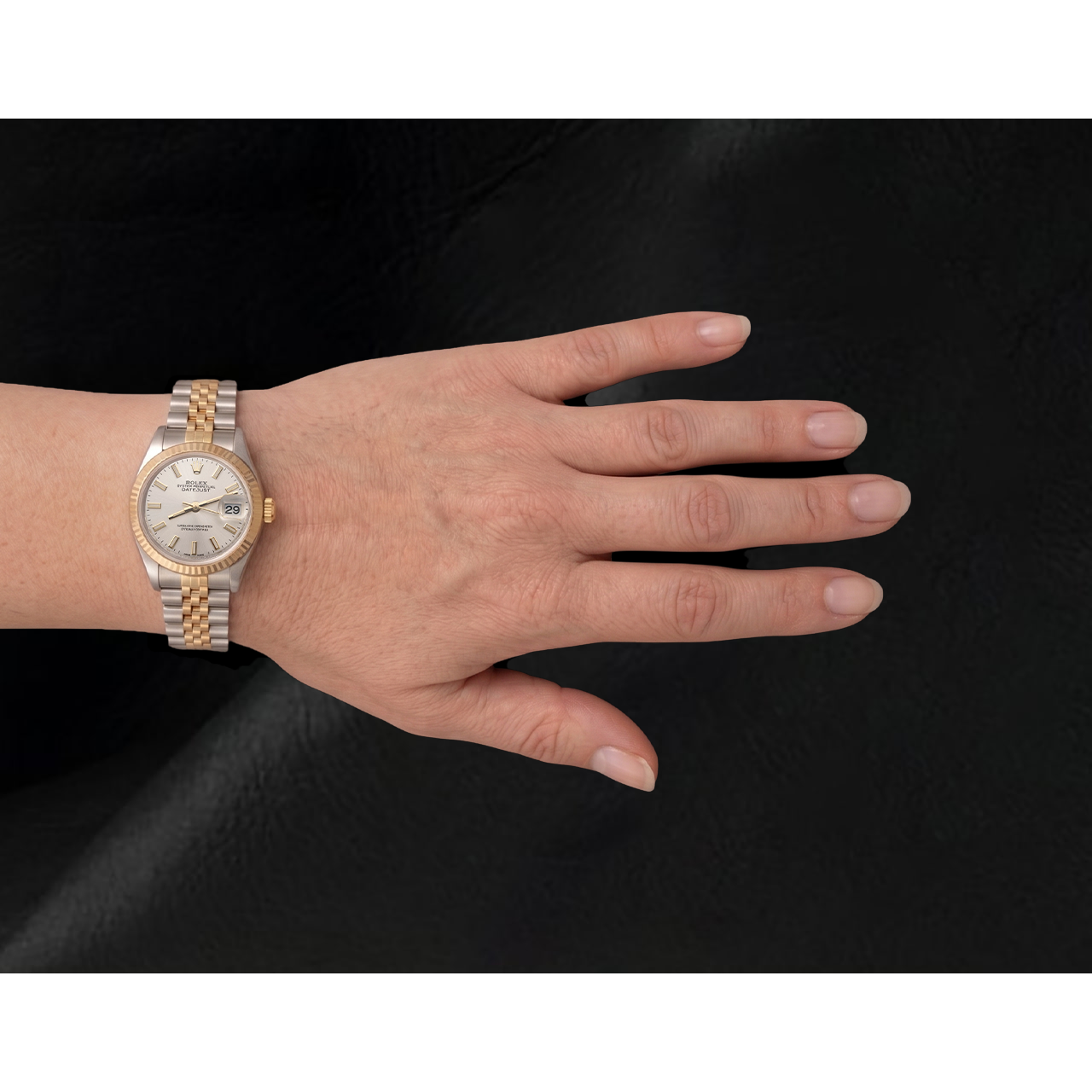 Rolex Lady-Datejust 279173 geriffelte Lünette Bicolor Jubilee 28 mm Armbanduhr