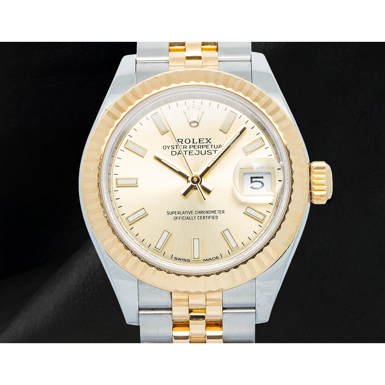 Rolex Damen Datejust 28 mm 279173 Champagnerfarbenes Leuchtzifferblatt