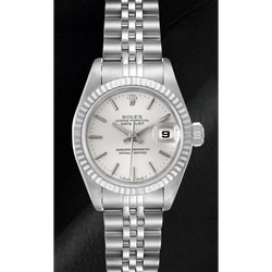 Rolex Lady-Datejust 26 mm Edelstahluhr mit silbernem Zifferblatt
