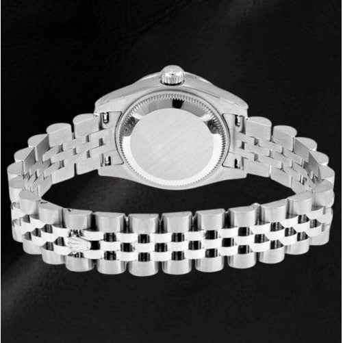 Rolex Lady-Datejust 26 mm weiße Perlmutt-Diamant-Stahl-Damenuhr