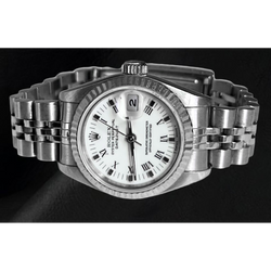 Rolex Lady-Datejust, weißes römisches Zifferblatt, 26 mm Edelstahluhr