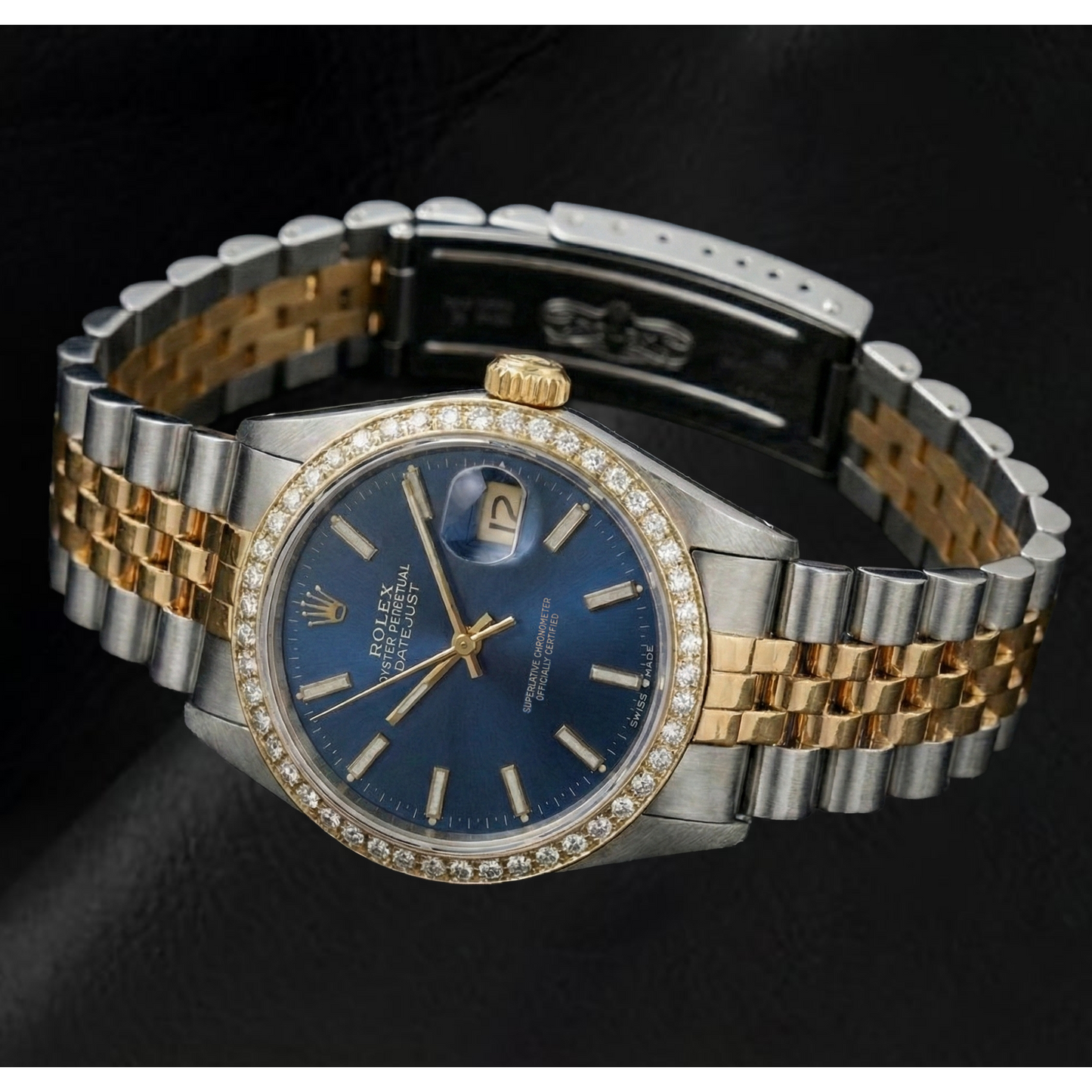 Rolex Two Tone mit Edelstein – Seitenansicht