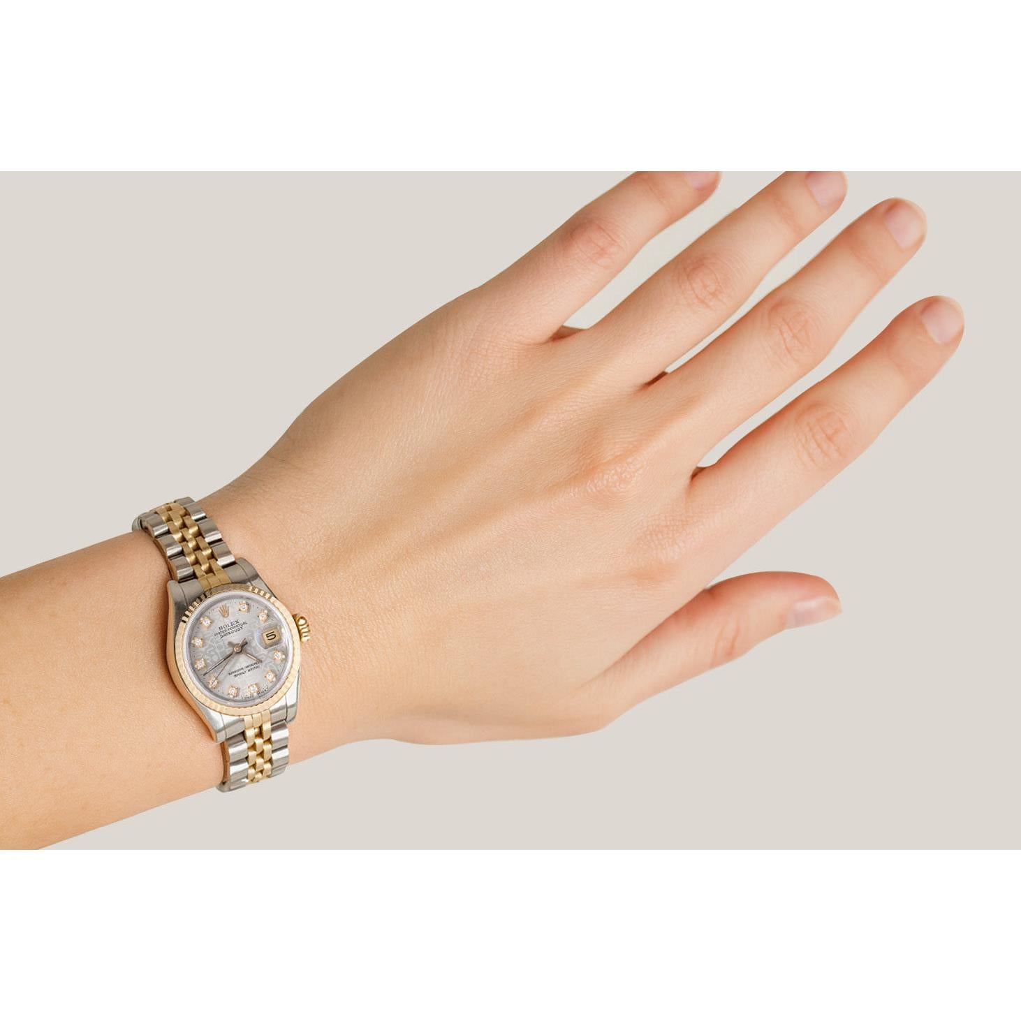 Rolex Lady Datejust 26 mm Silber Jubilee Diamant Zifferblatt Zweifarbige Uhr