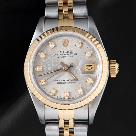 Rolex Lady Datejust 26 mm, silbernes Diamant-Jubilee-Zifferblatt, zweifarbig