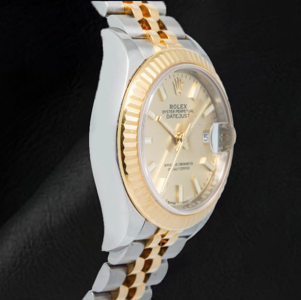 Rolex Lady-Datejust 28 mm 279173 Bicolor-Uhr mit champagnerfarbenem Zifferblatt mit Leuchtindizes
