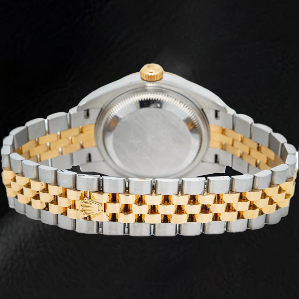Rolex Lady-Datejust 28 mm 279173 Bicolor-Uhr mit champagnerfarbenem Zifferblatt mit Leuchtindizes