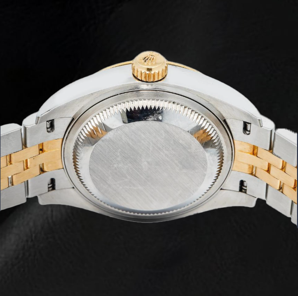 Rolex Lady-Datejust 28 mm 279173 Bicolor-Uhr mit champagnerfarbenem Zifferblatt mit Leuchtindizes