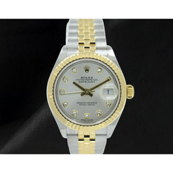 Rolex Lady Datejust 28mm 279173 Silber Diamantzifferblatt Uhr Bicolor