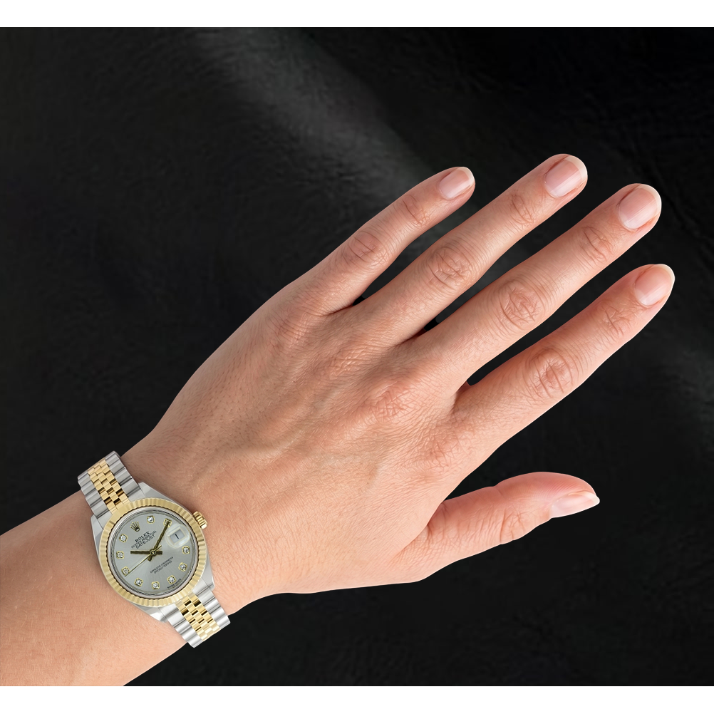 Rolex Lady Datejust 28mm 279173 Silber Diamantzifferblatt Uhr Bicolor