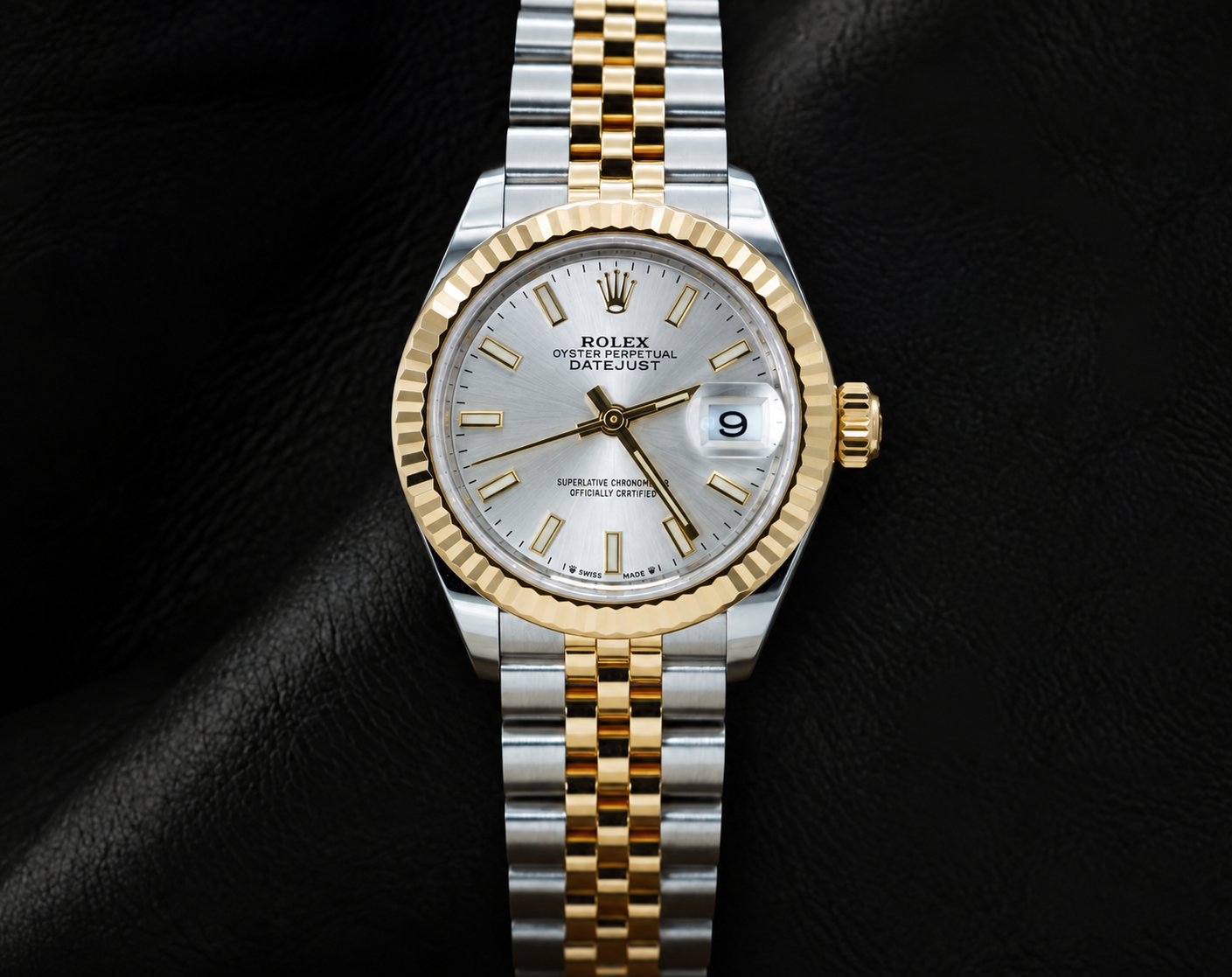 Rolex Lady-Datejust 28 mm 279173 Bicolor Uhr mit silbernem Zifferblatt und Leuchtindizes