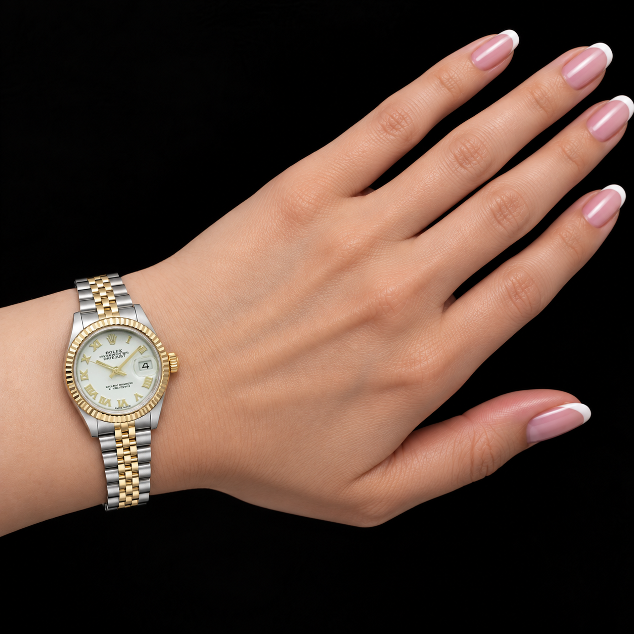 Rolex Lady-Datejust 28 mm 279173 Bicolor-Uhr mit weißem römischem Zifferblatt