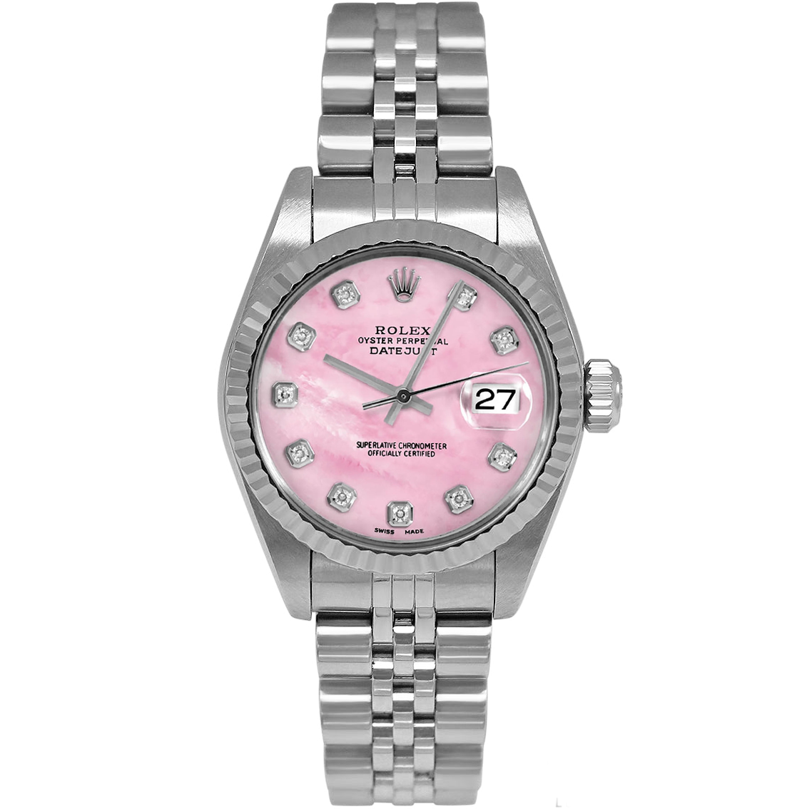 Rolex Lady Datejust Jahr 2004 26 mm rosa Perlmutt Edelstahluhr