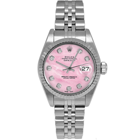 Rolex Lady Datejust Jahr 2004 26 mm rosa Perlmutt Edelstahluhr
