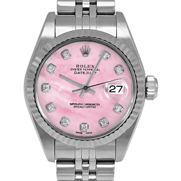 Rolex Lady Datejust Jahr 2004 26 mm rosa Perlmutt Edelstahluhr