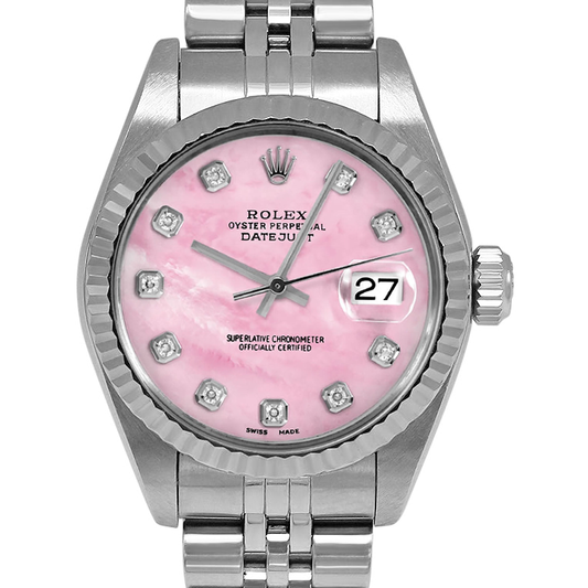Rolex Lady Datejust Jahr 2004 26 mm rosa Perlmutt Edelstahluhr