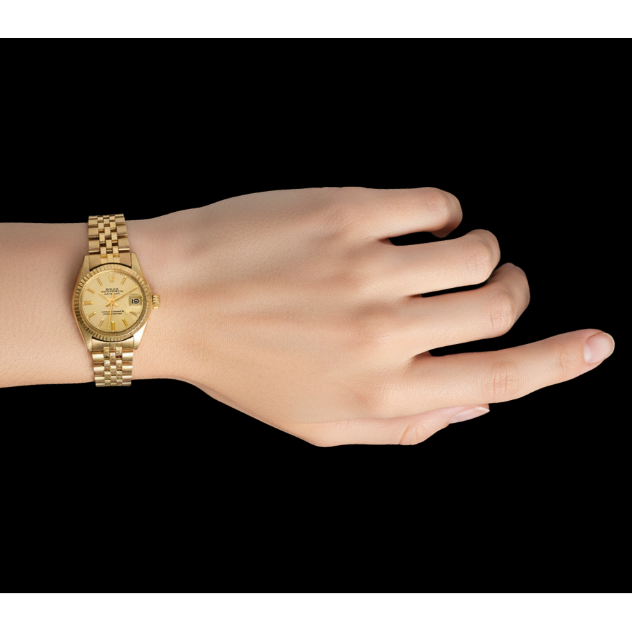 Rolex Lady Datejust President Style Champagner 26 mm Gelbgolduhr P5