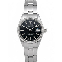Rolex Lady Datejust schwarzes Zifferblatt mit 26-mm-Edelstahluhr