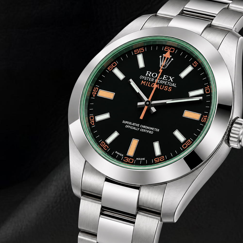 Rolex Milgauss 40 mm 116400V Uhr aus Edelstahl mit schwarzem Zifferblatt