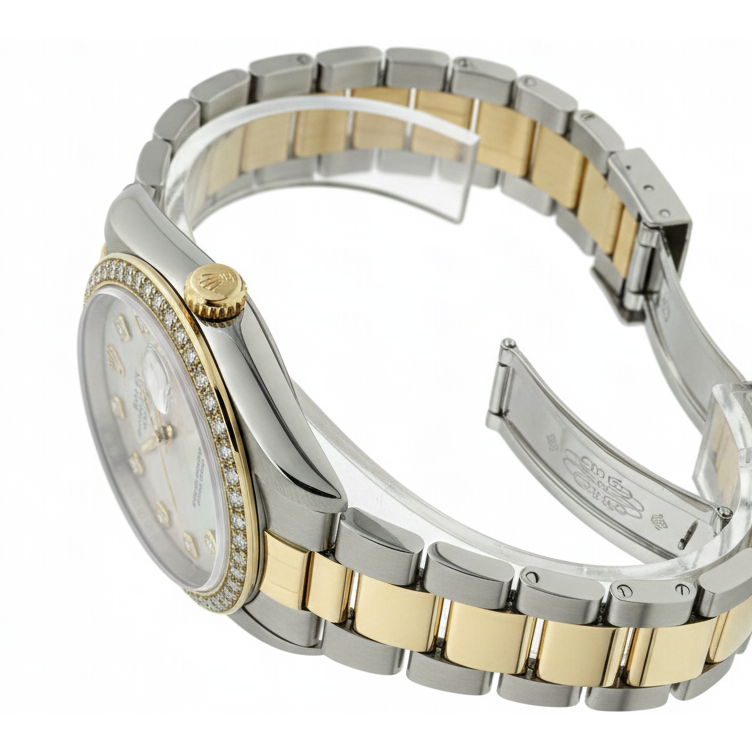 Südseeperle Ring in Two Tone Gold – Schrägansicht