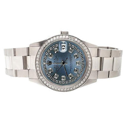 Rolex Oyster-Armband Edelstahl Grey Zeichenfolge Diamant Zifferblatt Date Just Betrachten SCHNELLES EINSTELLEN