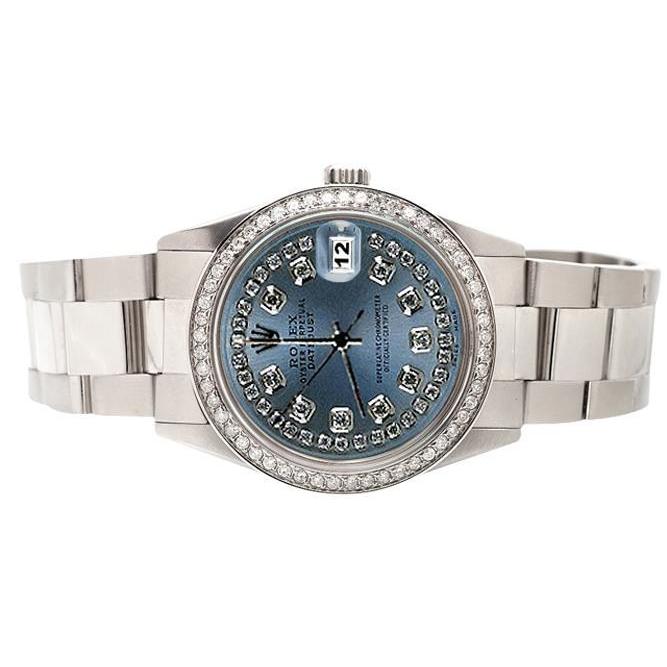 Rolex Oyster-Armband Edelstahl Grey Zeichenfolge Diamant Zifferblatt Date Just Betrachten SCHNELLES EINSTELLEN