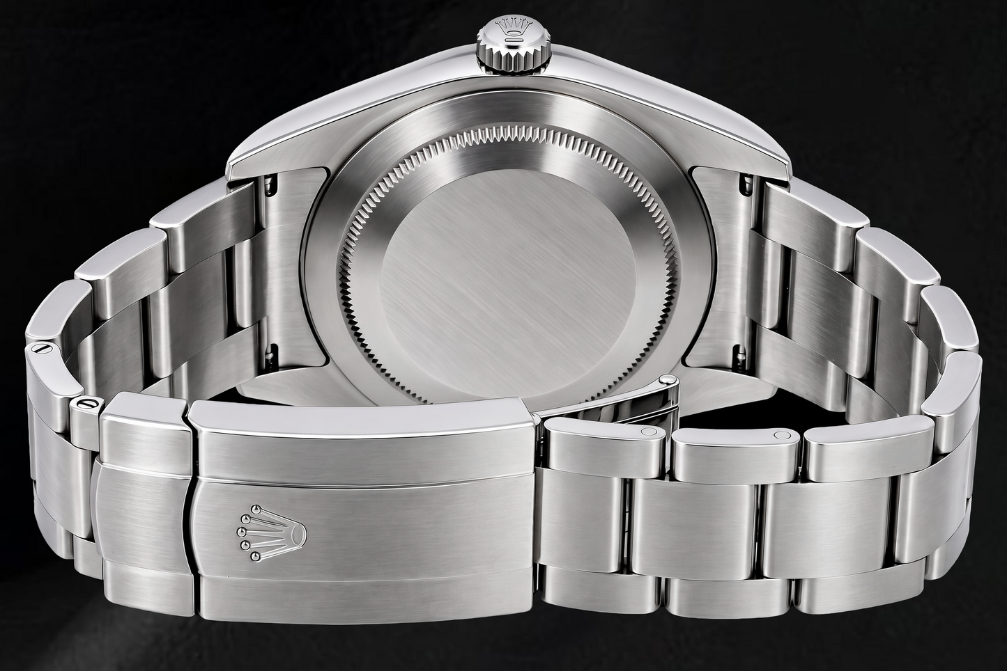 Rolex Oyster Perpetual 114300 39 mm Edelstahl-Uhr, weißes Zifferblatt mit leuchtenden Stabindizes