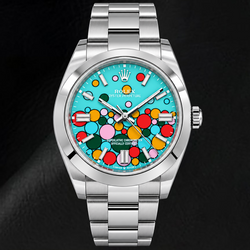 Rolex Oyster Perpetual 126000 36 mm Edelstahl-Uhr mit türkisblauem Celebration-Zifferblatt