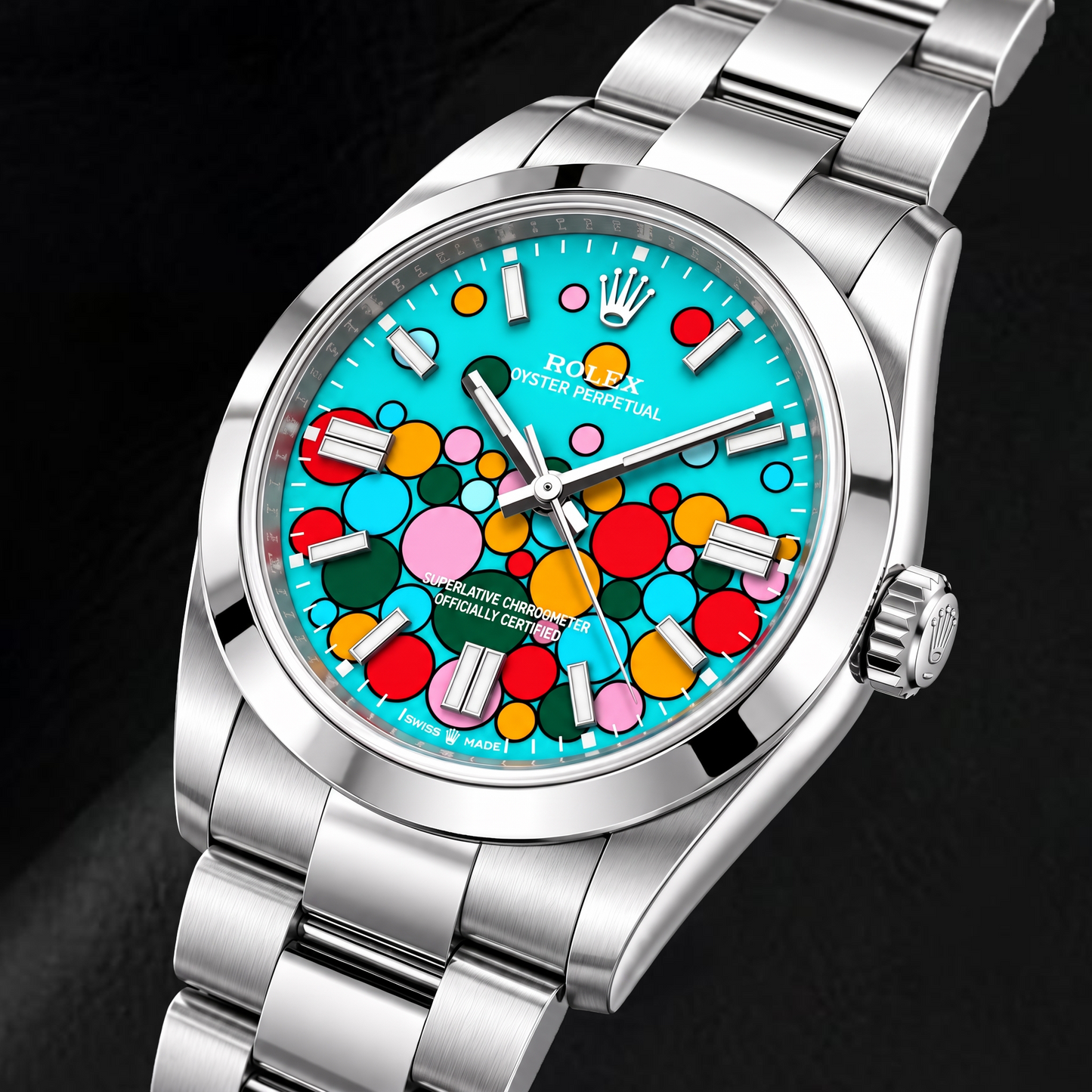 Rolex Oyster Perpetual 126000 36 mm Edelstahl-Uhr mit türkisblauem Celebration-Zifferblatt