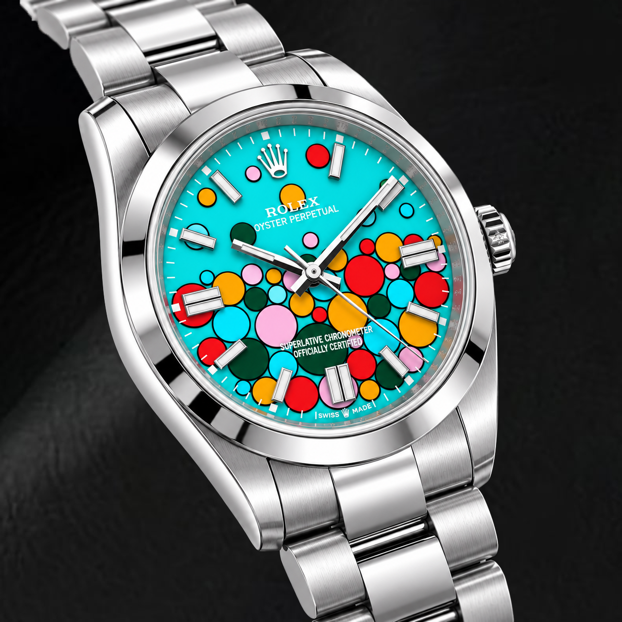 Rolex Oyster Perpetual 126000 36 mm Edelstahl-Uhr mit türkisblauem Celebration-Zifferblatt
