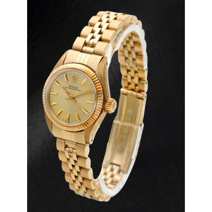 Rolex Oyster Perpetual 24 mm Champagner Stabzifferblatt Gelbgolduhr