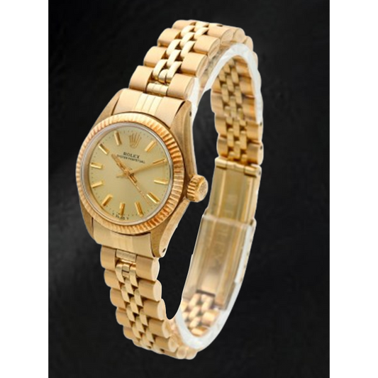 Rolex Oyster Perpetual 24 mm Champagner Stabzifferblatt Gelbgolduhr