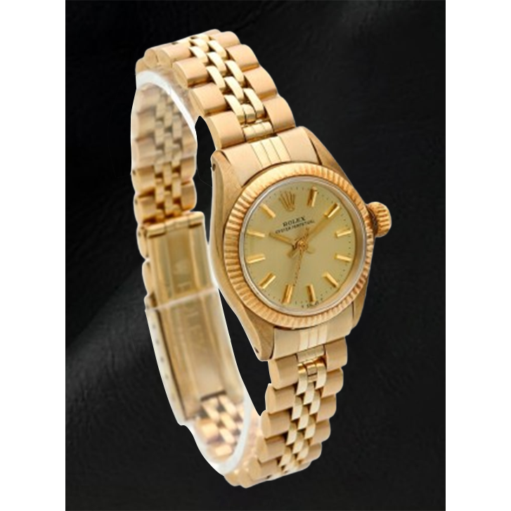 Rolex Oyster Perpetual 24 mm Champagner Stabzifferblatt Gelbgolduhr