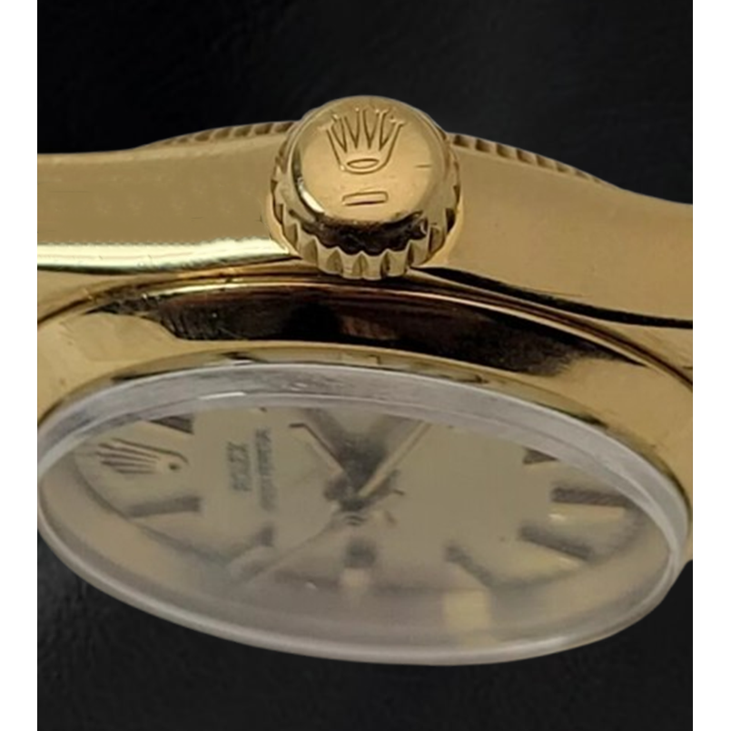 Rolex Oyster Perpetual 24 mm Champagner Stabzifferblatt Uhr Gelbgold Oyster Armband