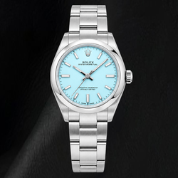 Rolex Oyster Perpetual 277200 31 mm Uhr aus Edelstahl mit blauem Zifferblatt mit Stabindizes