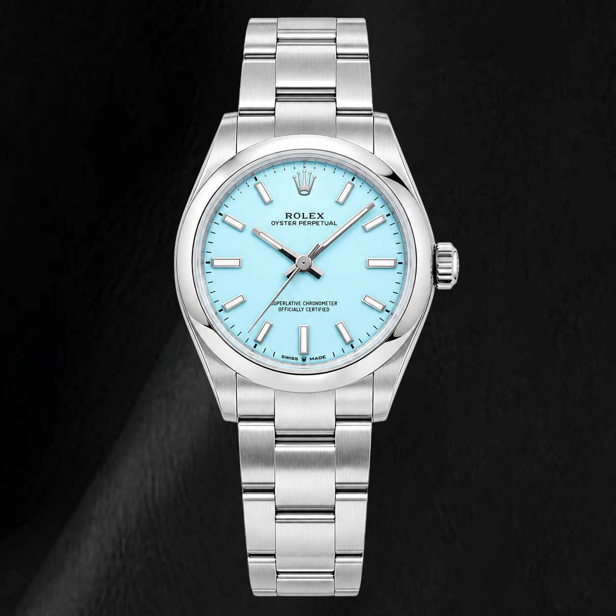 Rolex Oyster Perpetual 277200 31 mm Uhr aus Edelstahl mit blauem Zifferblatt mit Stabindizes