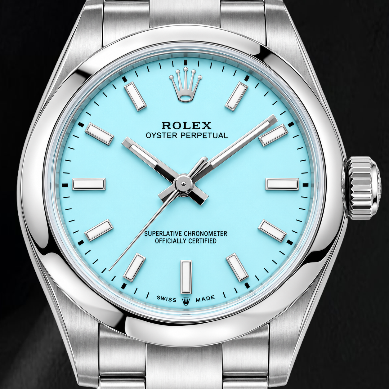Rolex Oyster Perpetual 277200 31 mm Uhr aus Edelstahl mit blauem Zifferblatt mit Stabindizes