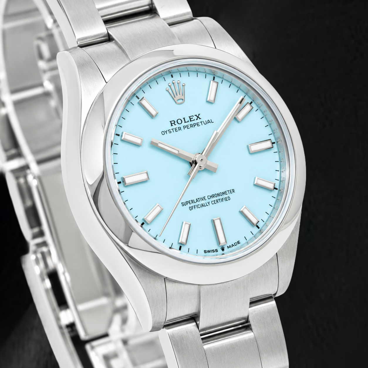 Rolex Oyster Perpetual 277200 31 mm Uhr aus Edelstahl mit blauem Zifferblatt mit Stabindizes