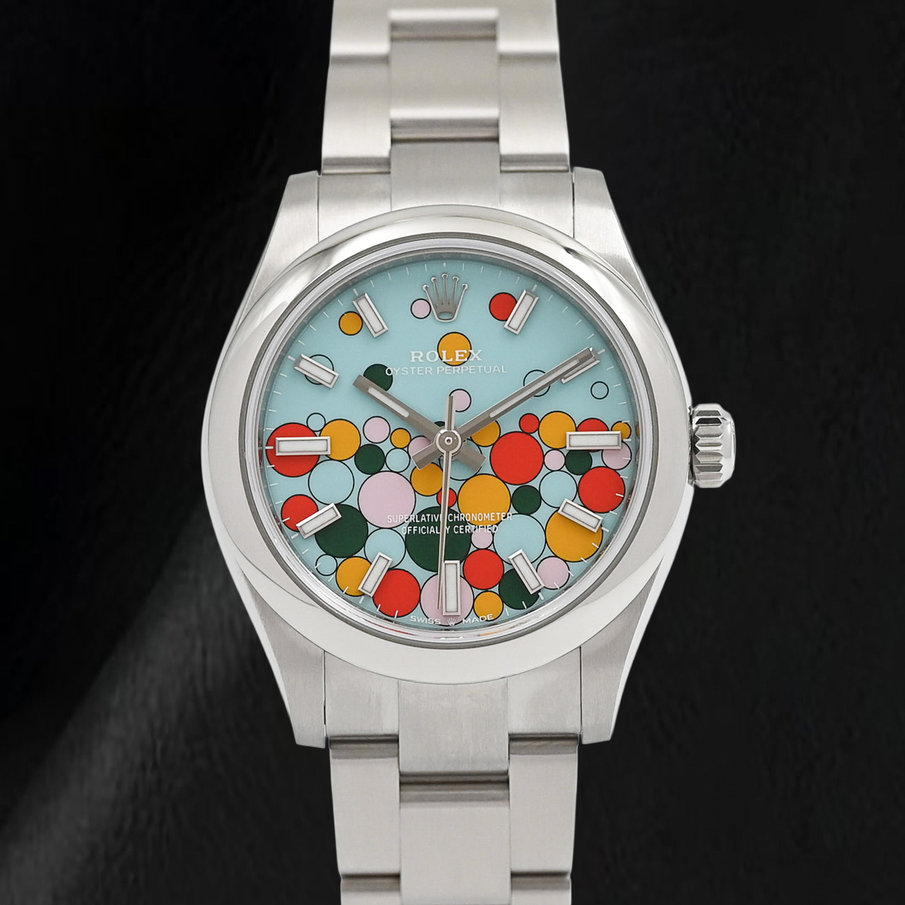 Rolex Oyster Perpetual 277200 31 mm Edelstahl Armbanduhr Türkis Celebration Zifferblatt mit Stabindizes