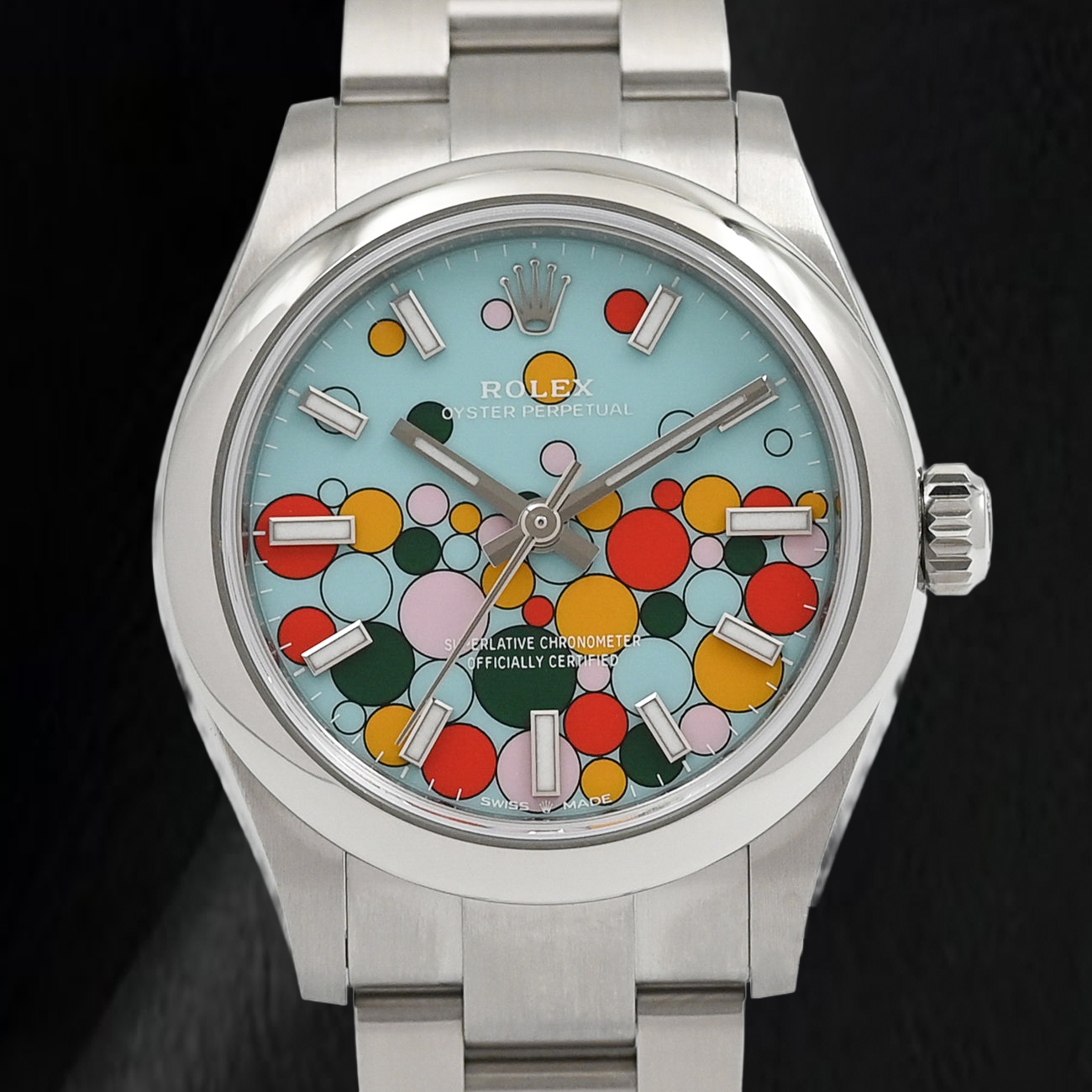 Rolex Oyster Perpetual 277200 31 mm Edelstahl Armbanduhr Türkis Celebration Zifferblatt mit Stabindizes