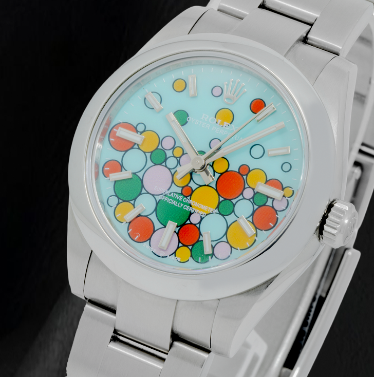 Rolex Oyster Perpetual 277200 31 mm Edelstahl Armbanduhr Türkis Celebration Zifferblatt mit Stabindizes