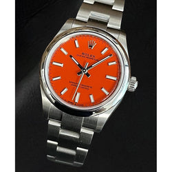 Rolex Oyster Perpetual 31 Rot leuchtende Edelstahluhr
